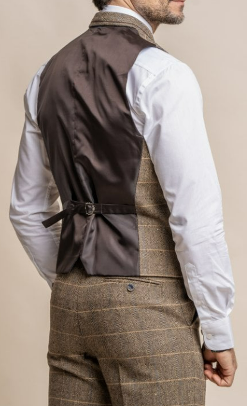 Cavani Albert Brown Tweed Look Slim Fit Jacket-3